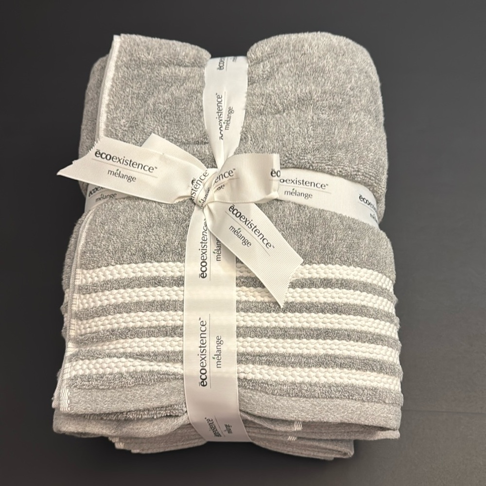 6pc Ecoexistence Mélange Bath Towel Set - Waterless Coloring  - Heathergrey - Picture 2 of 8
